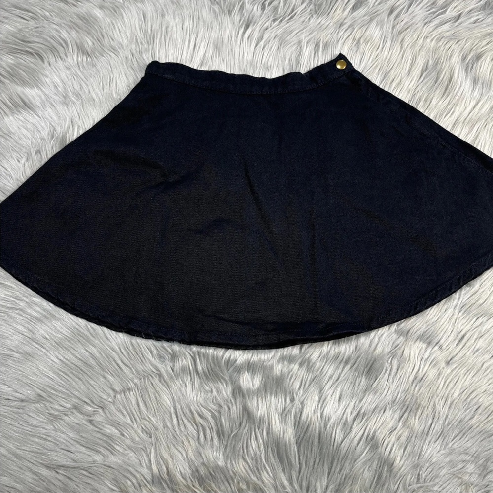 American Apparel Black Denim Mini Flare Skirt - Picture 2 of 8
